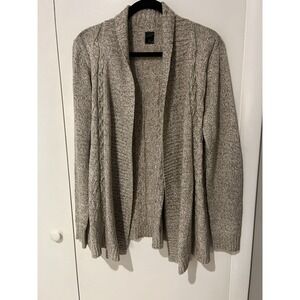 Madison Lilly Size Small Cable Knit Cardigan Sweater Beige Open Front